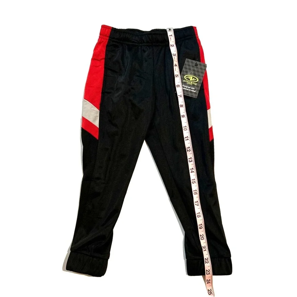 Athletic Works‎ Tricot Jogger Pants Black Red White XS 4-5 Boys Kids NEW